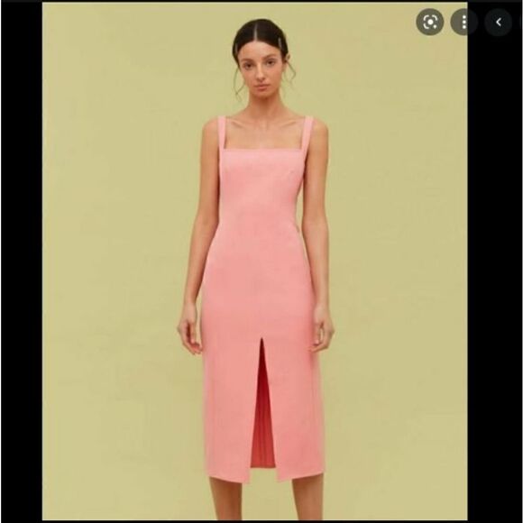 New C/MEO Consumed Split-Front Pink Midi Dress L 8 - Picture 2 of 15